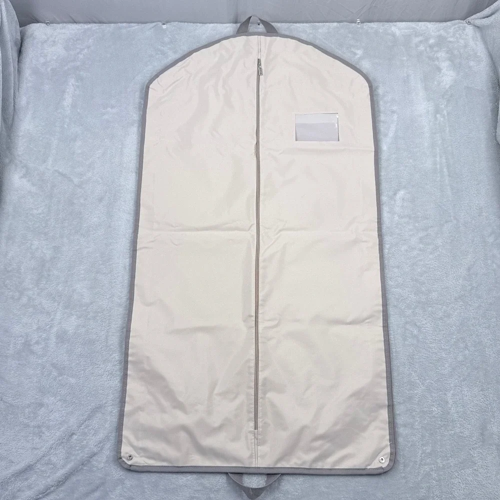 Brioni Garment Bag Cream Grey Logo Hanging Folding Suit Carrier Travel Cover 075